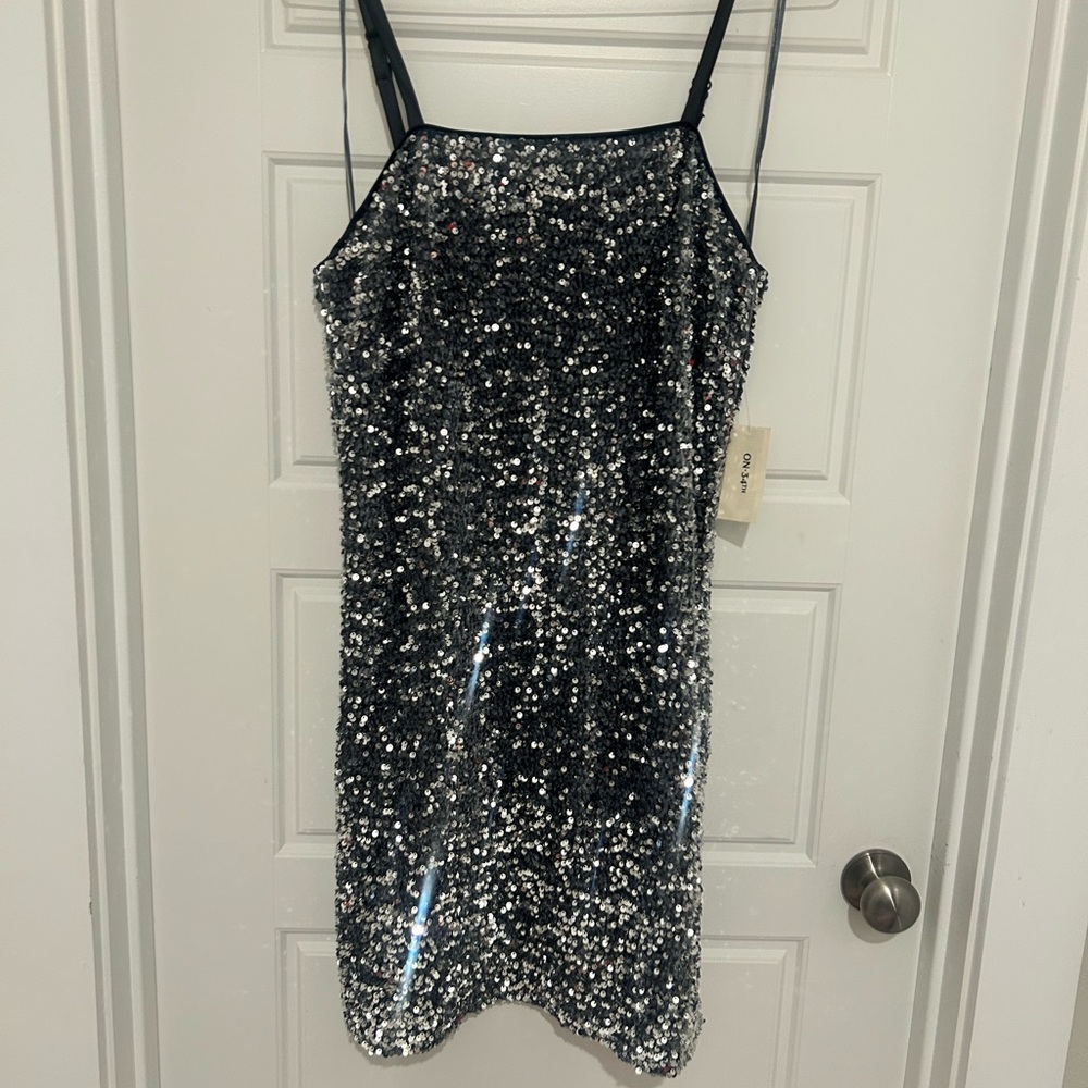 Sequin Mini Dress in Silver